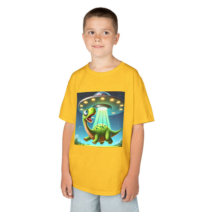 Dinosaur UFO Kids Tee, Fun Graphic Shirt for Boys and Girls, Perfect for Birthdays, Parties, Casual Wear, Gifts, tshirt, t-shirt