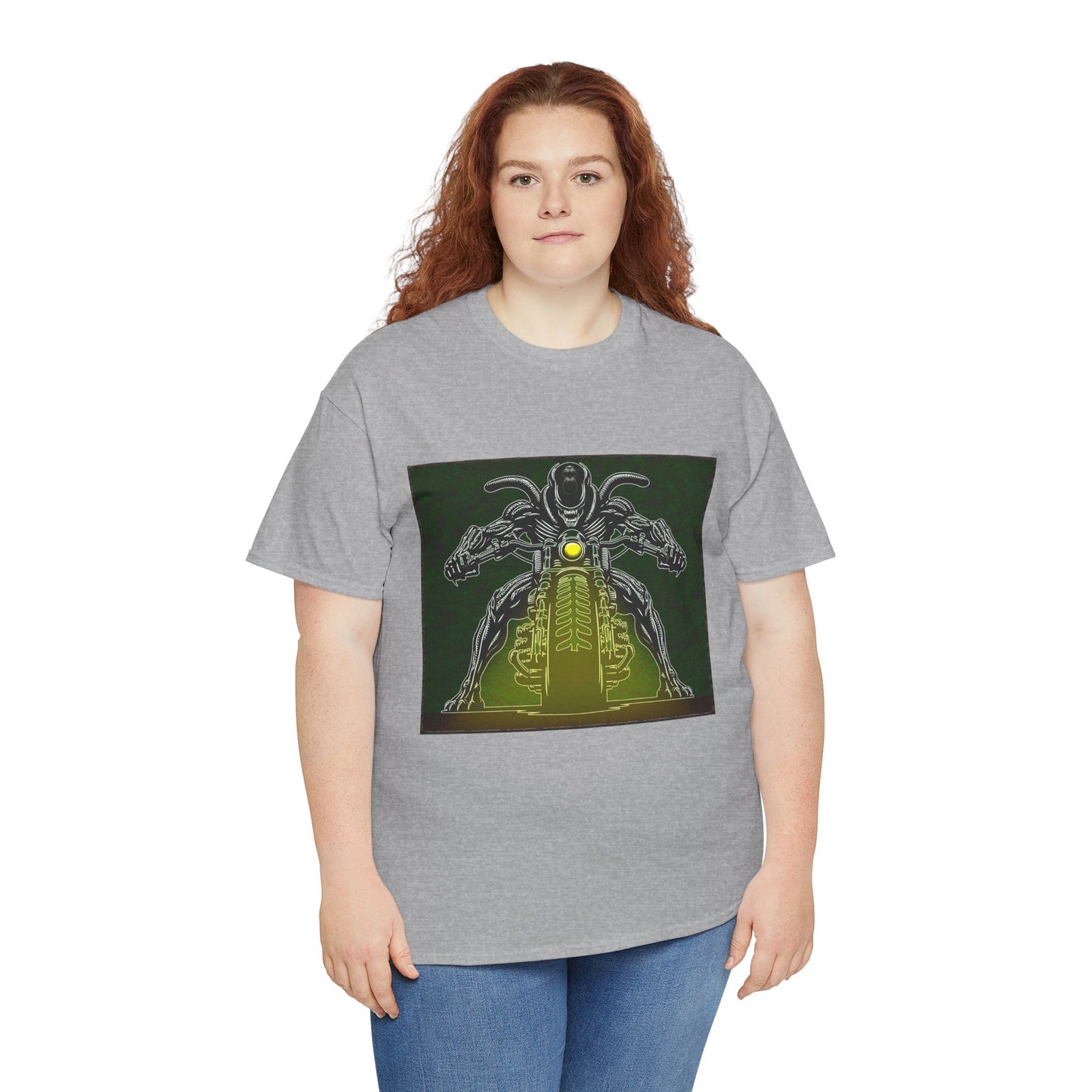 Alien Biker Neon Sci‑Fi Motorcycle T-Shirt