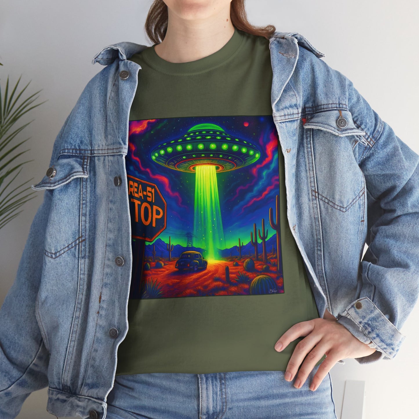 Area 51 Stop UFO Abduction T-Shirt — Neon Alien Invasion Tee