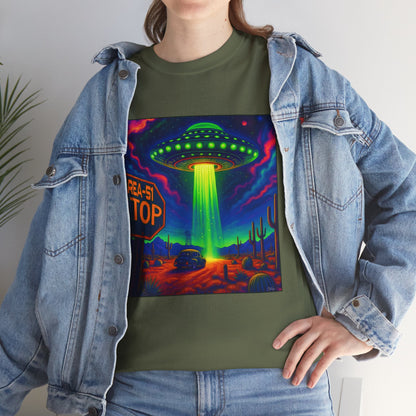 Area 51 Stop UFO Abduction T-Shirt — Neon Alien Invasion Tee