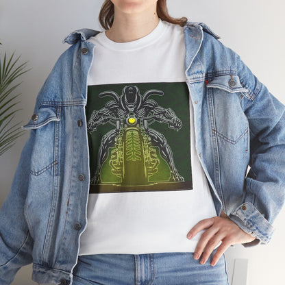 Alien Biker Neon Sci‑Fi Motorcycle T-Shirt