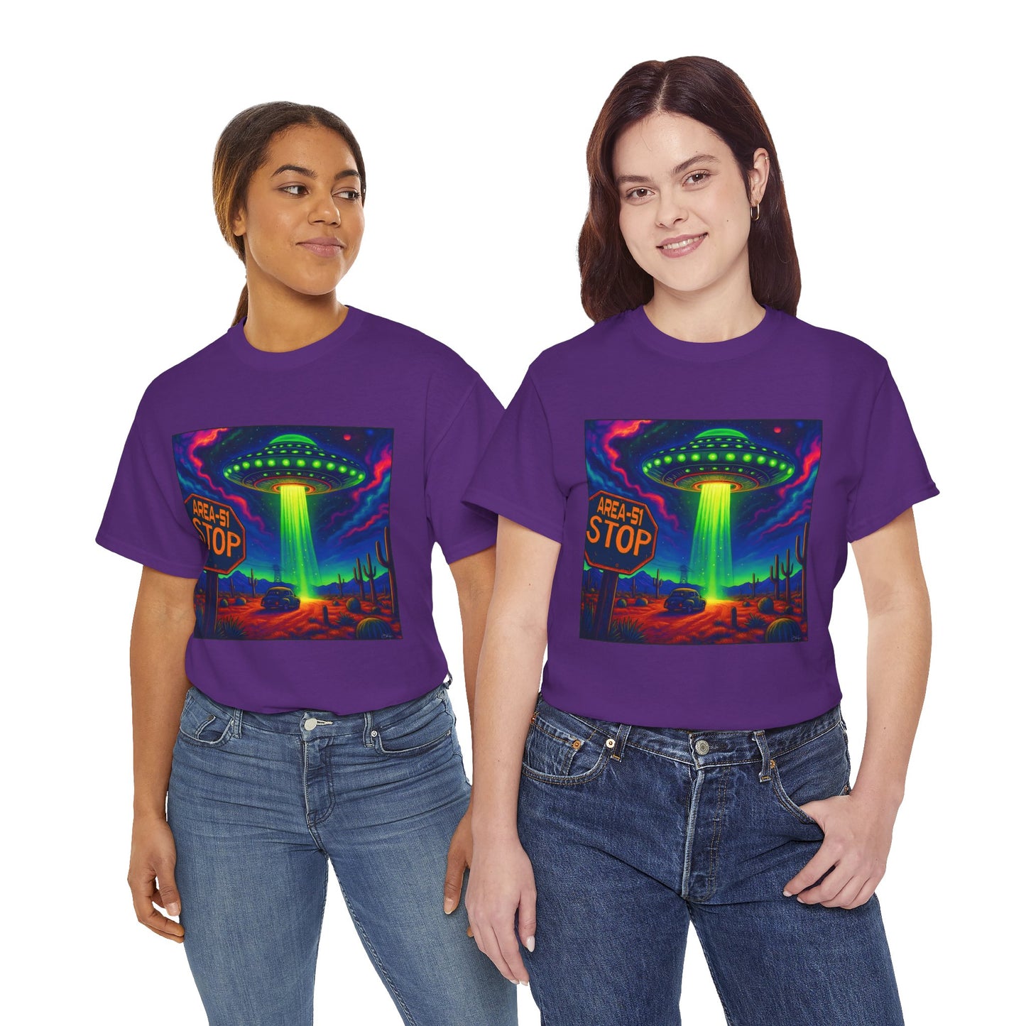 Area 51 Stop UFO Abduction T-Shirt — Neon Alien Invasion Tee