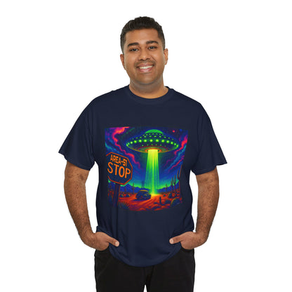 Area 51 Stop UFO Abduction T-Shirt — Neon Alien Invasion Tee