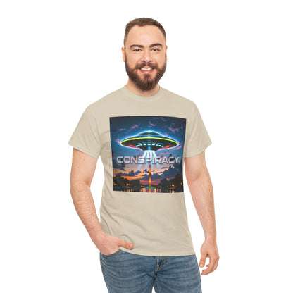 Retro Neon Alien UFO T-Shirt — "Conspiracy at DC" Graphic Tee