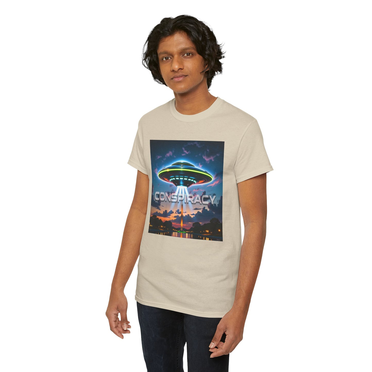 Retro Neon Alien UFO T-Shirt — "Conspiracy at DC" Graphic Tee