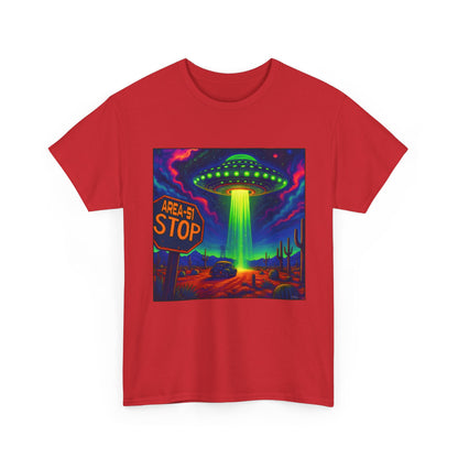 Area 51 Stop UFO Abduction T-Shirt — Neon Alien Invasion Tee