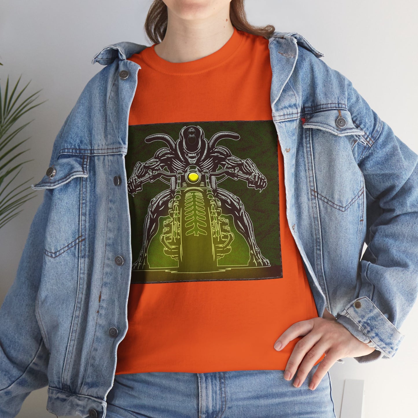 Alien Biker Neon Sci‑Fi Motorcycle T-Shirt