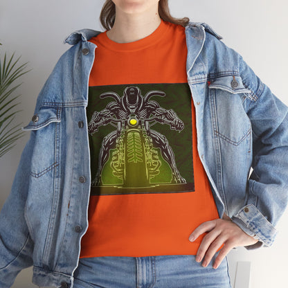Alien Biker Neon Sci‑Fi Motorcycle T-Shirt
