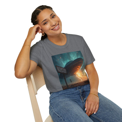 Roswell City Limits, Alien Sunset Softstyle T-Shirt | Unisex Graphic Tee, UFO Theme Shirt, Casual, Gift for Sci-Fi Lovers, Summer Fashion
