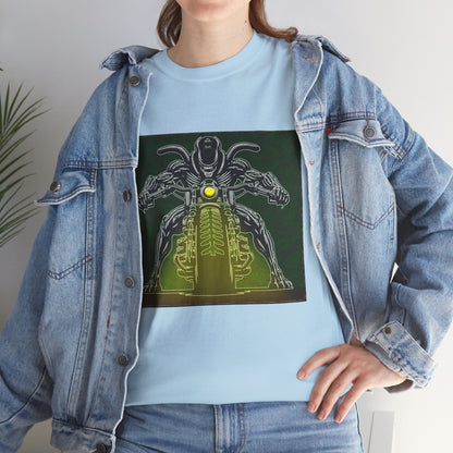 Alien Biker Neon Sci‑Fi Motorcycle T-Shirt