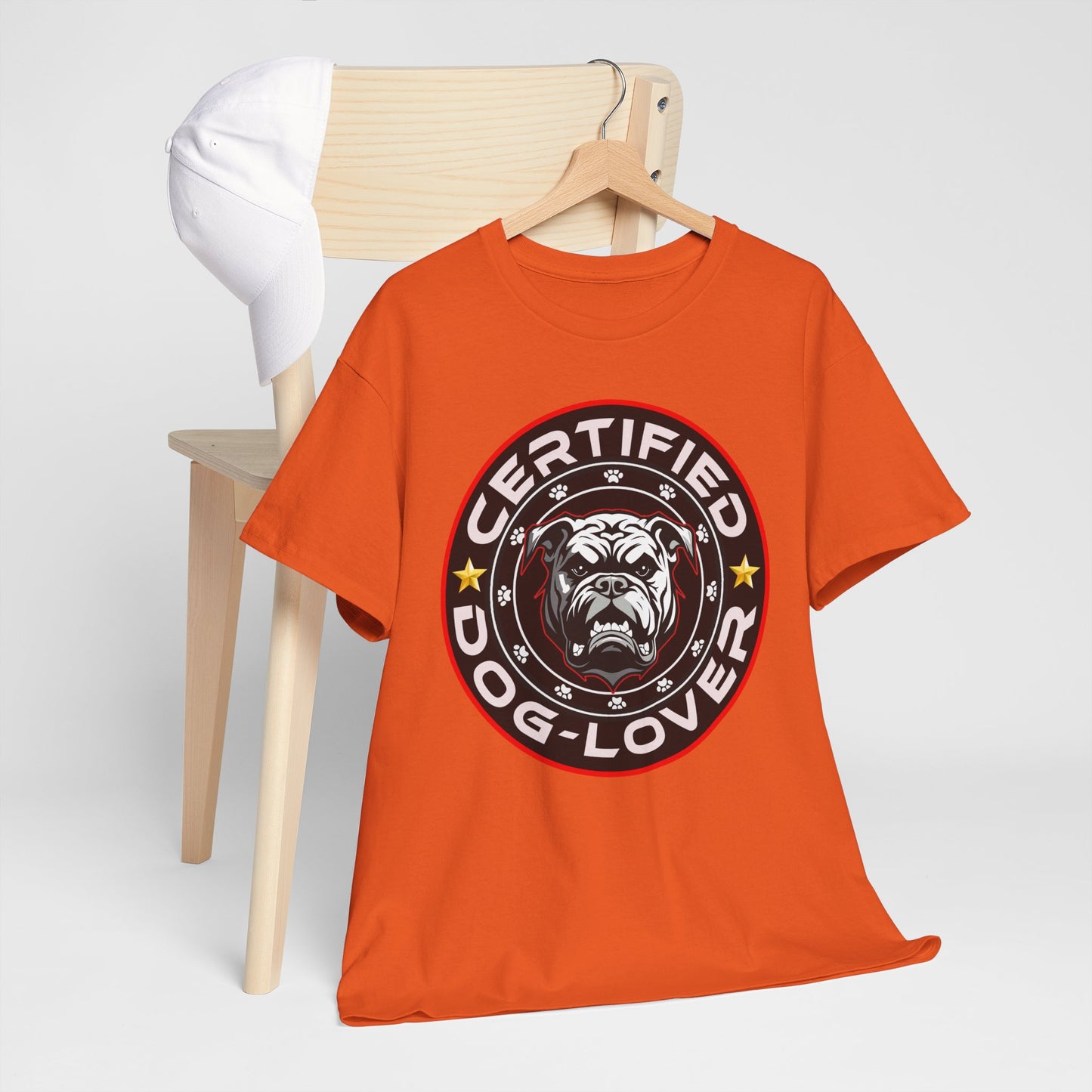 Certified Dog Lover Unisex Tee - Bulldog Print Design, GraphicTees, t-shirt, tshirt, png