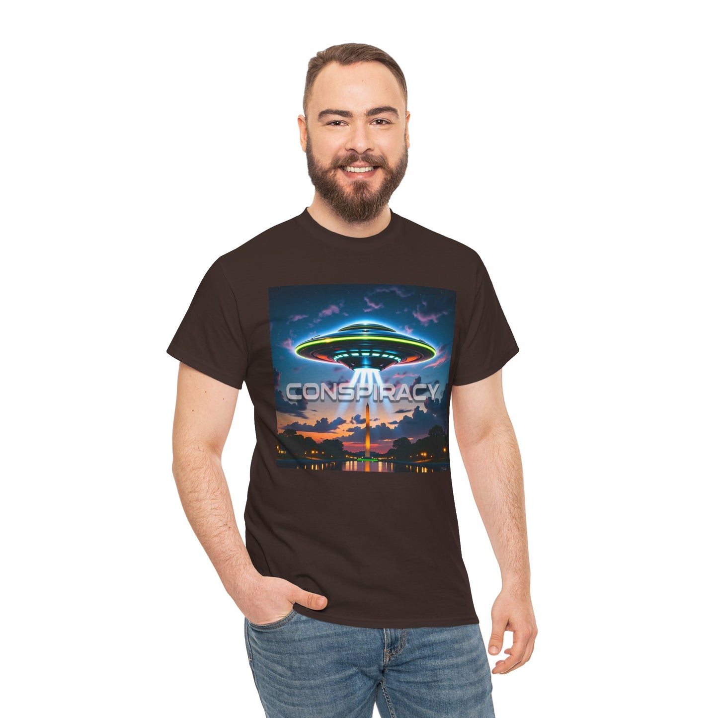 Retro Neon Alien UFO T-Shirt — "Conspiracy at DC" Graphic Tee