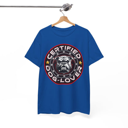 Certified Dog Lover Unisex Tee - Bulldog Print Design, GraphicTees, t-shirt, tshirt, png