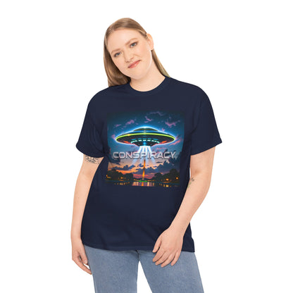 Retro Neon Alien UFO T-Shirt — "Conspiracy at DC" Graphic Tee