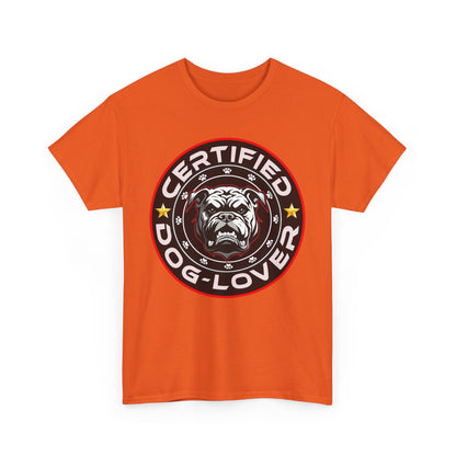 Certified Dog Lover Unisex Tee - Bulldog Print Design, GraphicTees, t-shirt, tshirt, png
