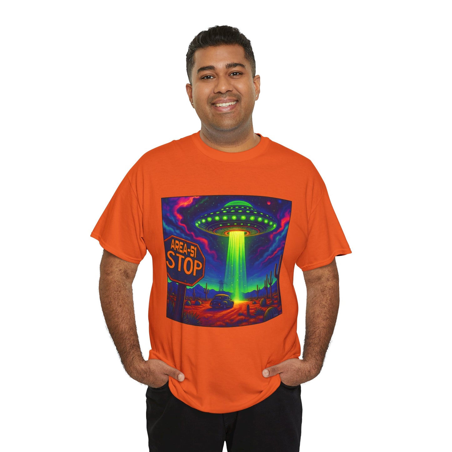 Area 51 Stop UFO Abduction T-Shirt — Neon Alien Invasion Tee