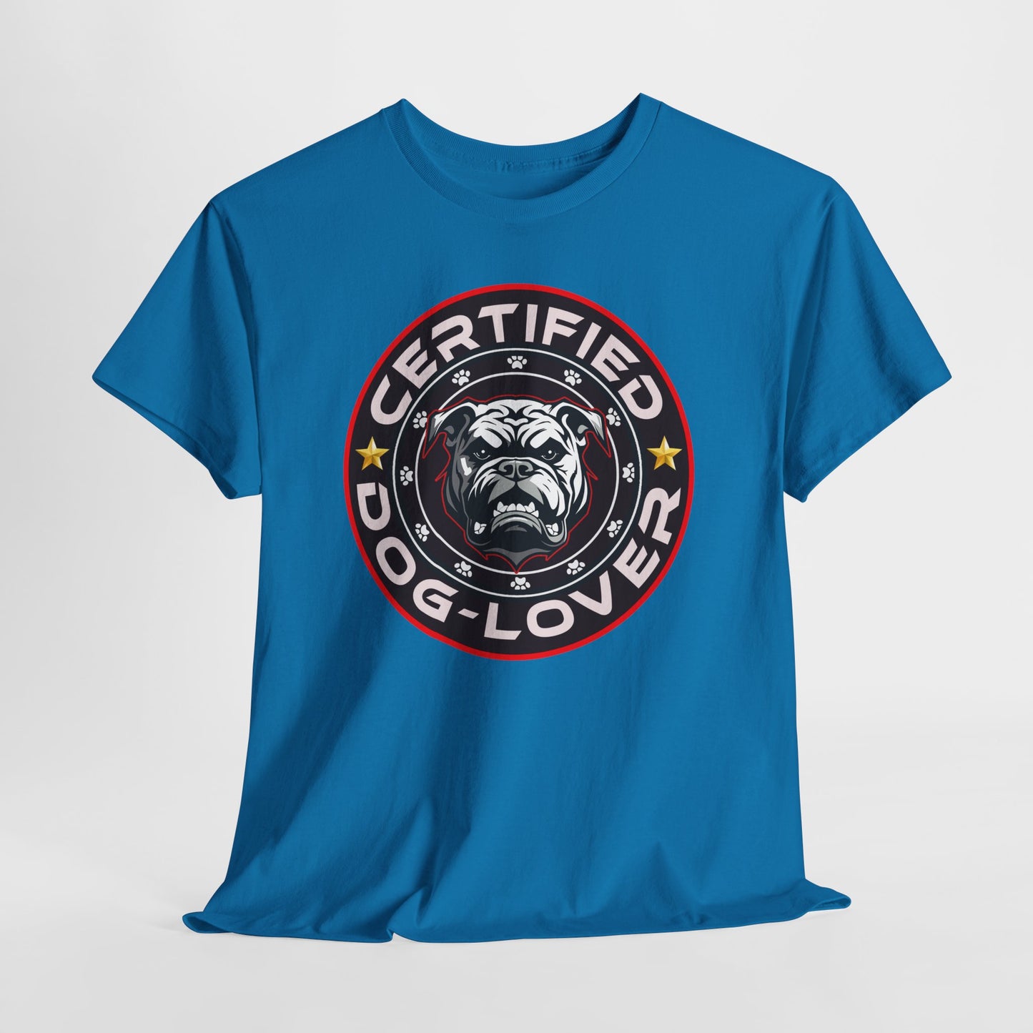 Certified Dog Lover Unisex Tee - Bulldog Print Design, GraphicTees, t-shirt, tshirt, png