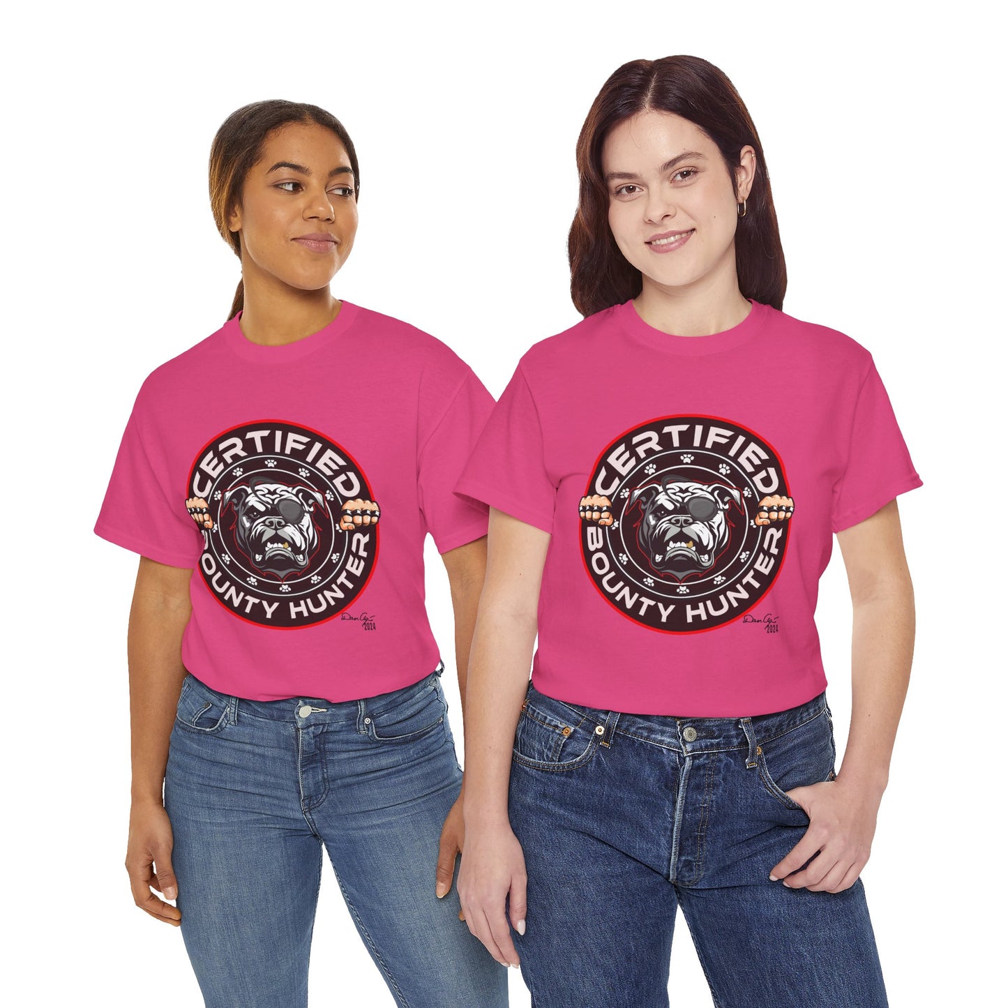 Certified Bounty Hunter, Unisex Heavy Cotton Tee, comedy, bulldog, print design, png, GraphicTees