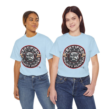 Certified Bounty Hunter, Unisex Heavy Cotton Tee, comedy, bulldog, print design, png, GraphicTees