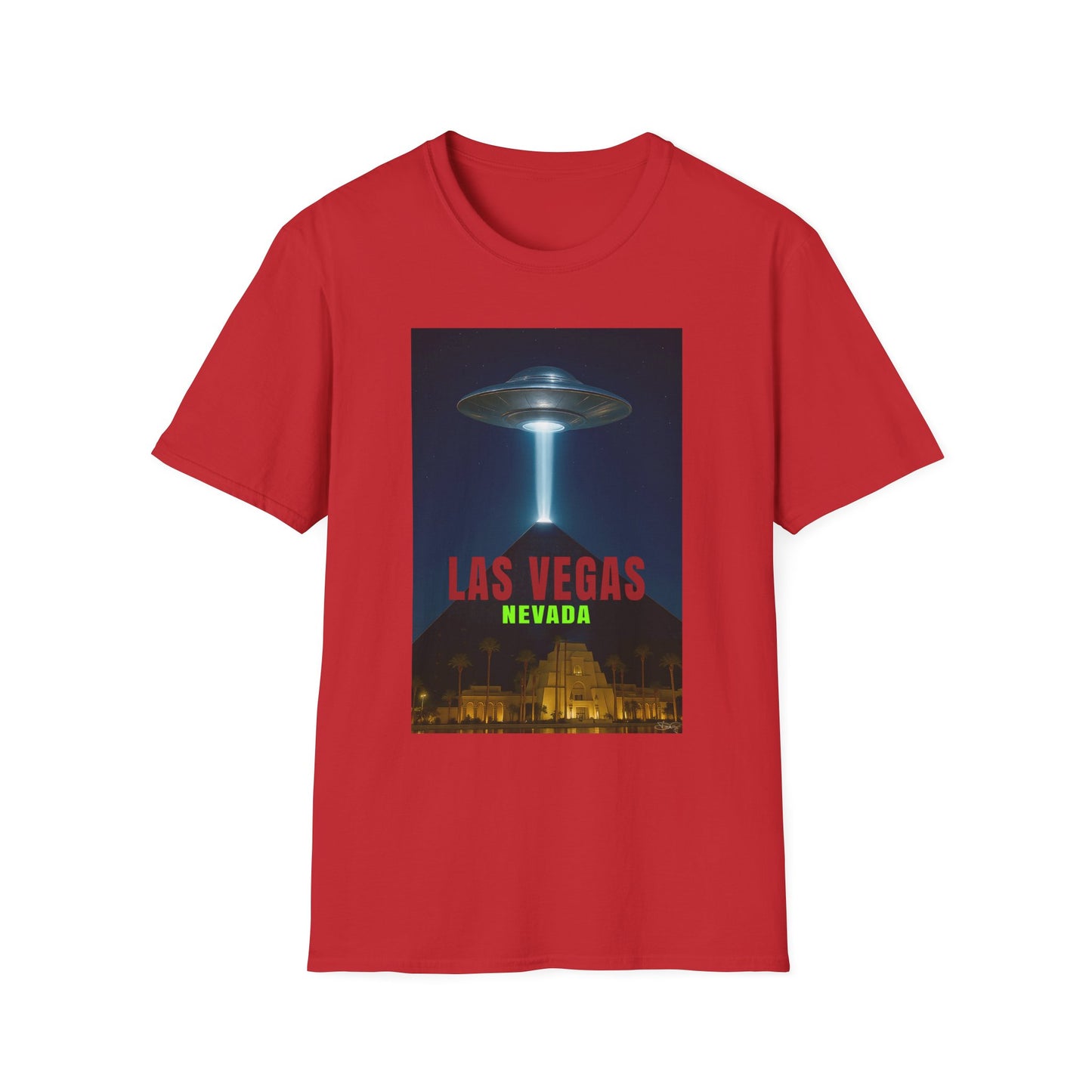 Luxor UFO, Las Vegas UFO Unisex Softstyle T-Shirt - Retro Nevada Design, graphic design, t-shirts, tshirts, tees, GraphicTees, png