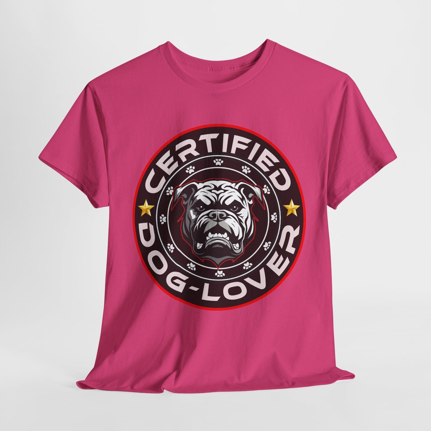 Certified Dog Lover Unisex Tee - Bulldog Print Design, GraphicTees, t-shirt, tshirt, png
