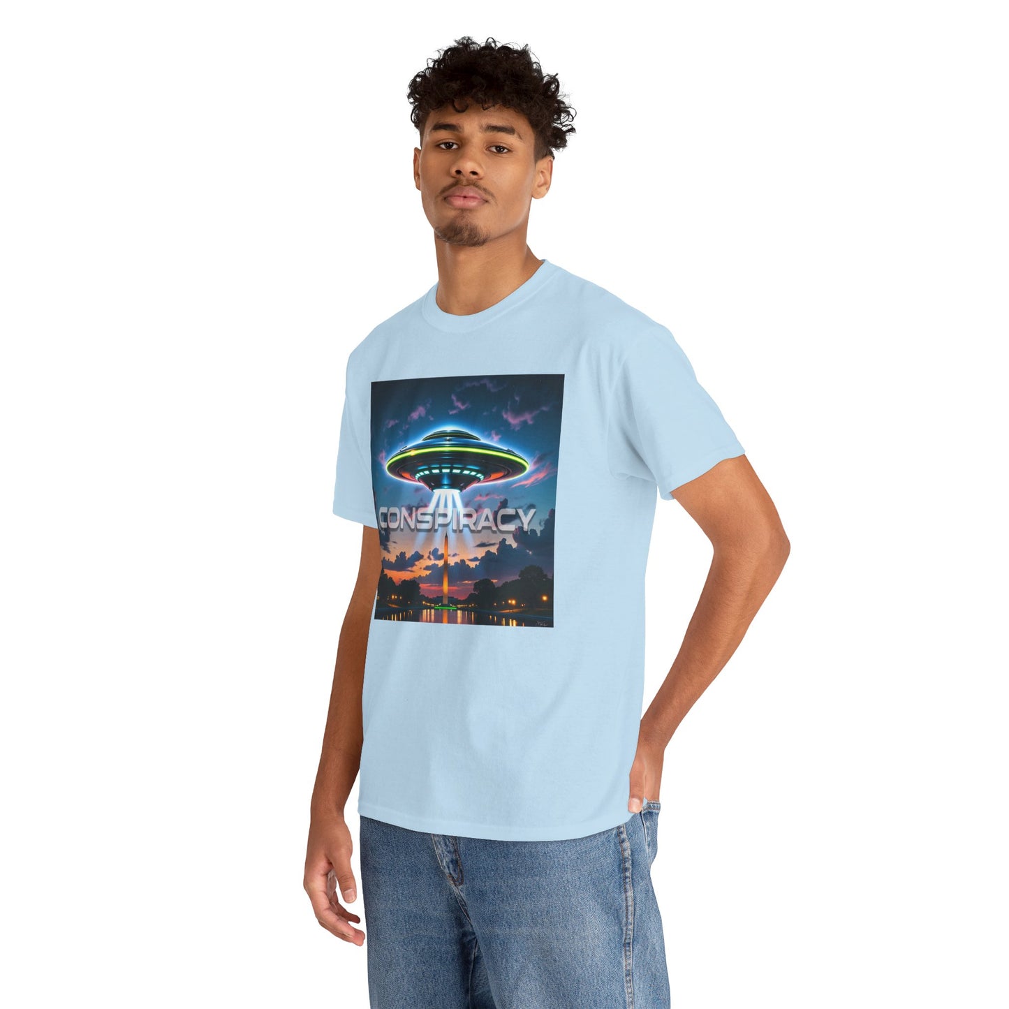 Retro Neon Alien UFO T-Shirt — "Conspiracy at DC" Graphic Tee