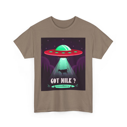 Got Milk? Unisex Heavy Cotton Tee, UFO abduction, comedy, funny, t-shirt, t-shirt, graphic design, tee, png