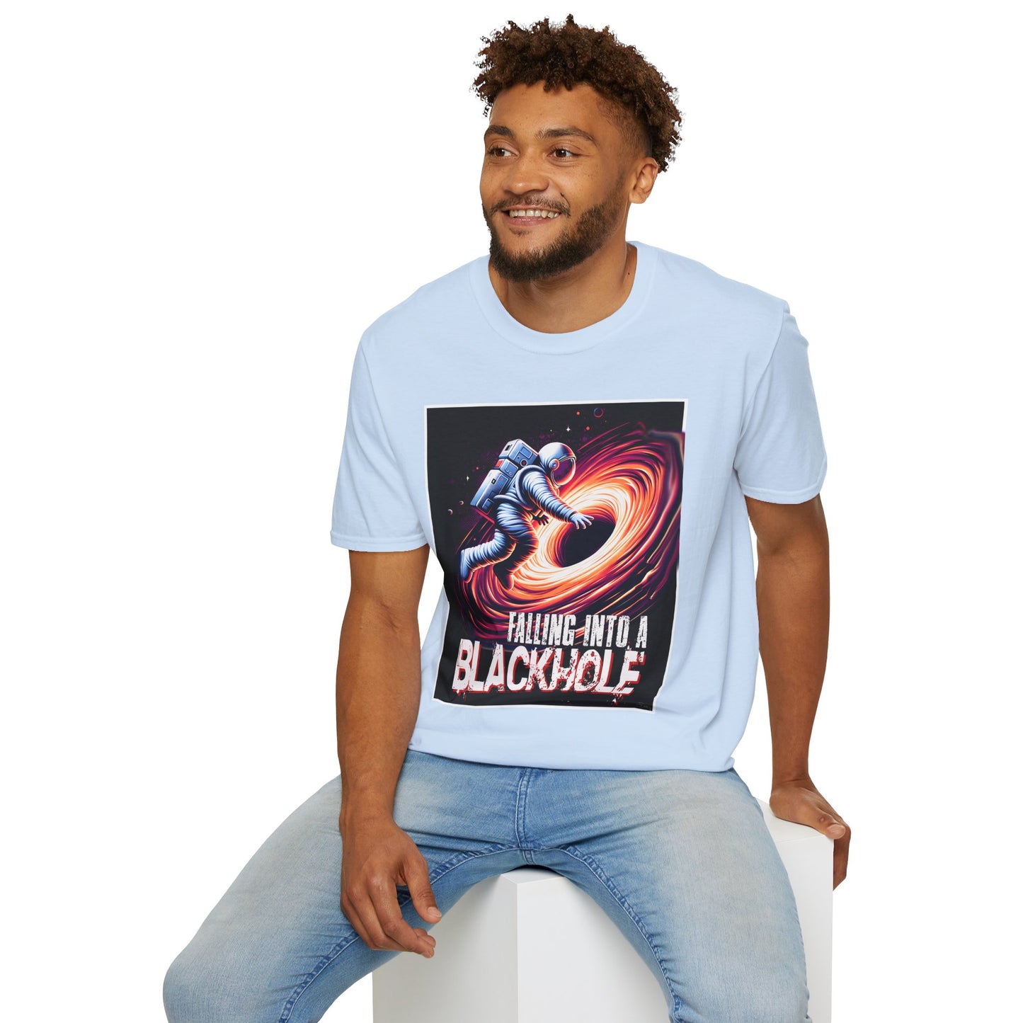 Falling Into a Blackhole Unisex Softstyle, T-Shirt, Space Lover Gift, Sci-Fi Tee, Astronomy Shirt, Creative Graphic T-Shirt, Gift Astronaut