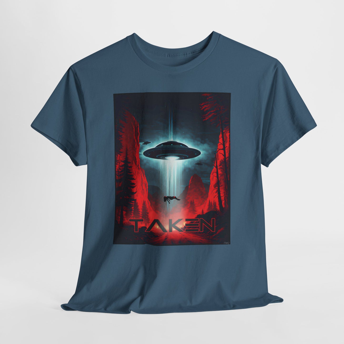Taken, Unisex Heavy Cotton Tee, UFO inspired t-shirt, graphic design, art, png, t-shirts, tshirts, tee