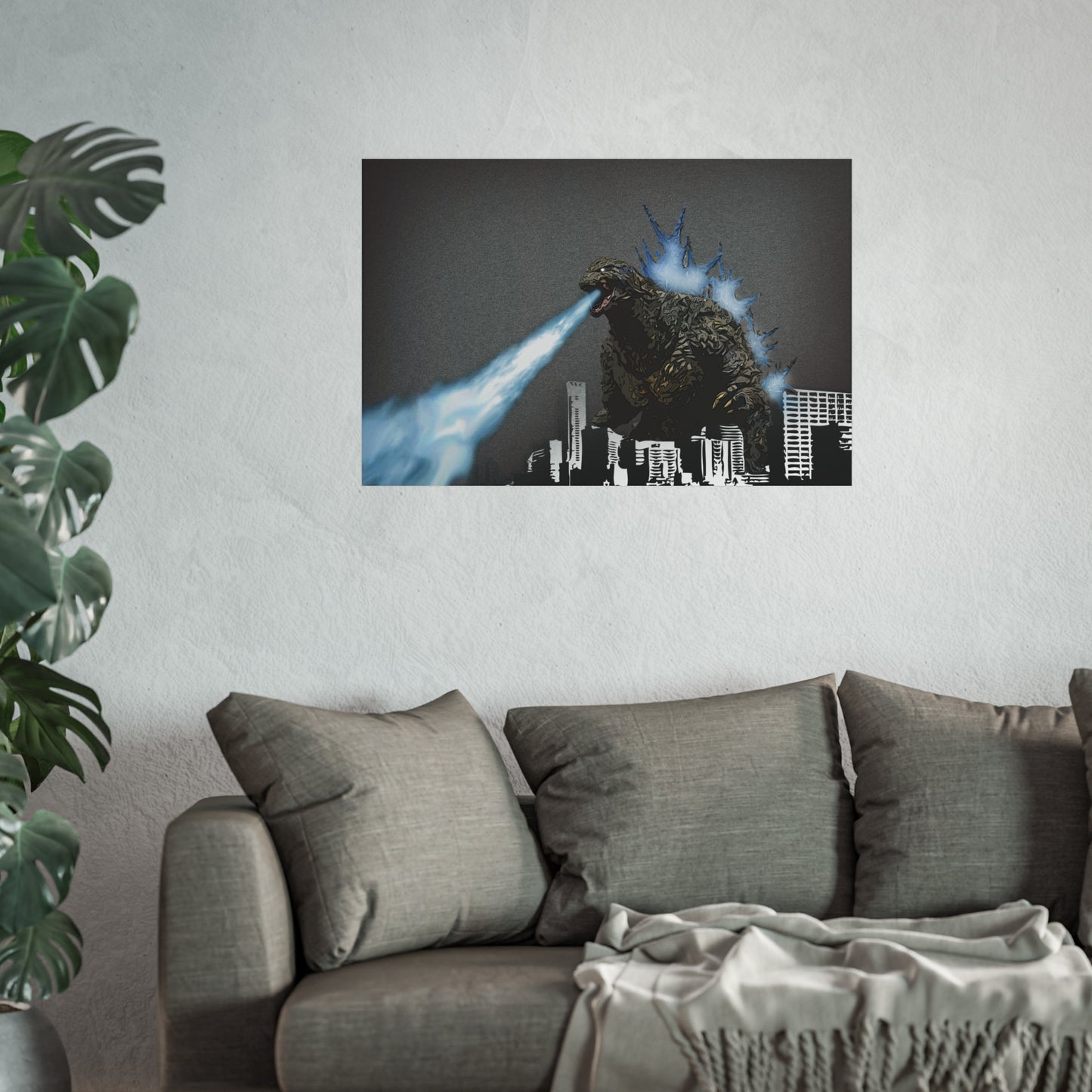 Godzilla Minus One, Fine Art Posters, Godzilla movie rendition, monsters, movies, posters, canvas, fine art, graphic design, png, CanvasPrints