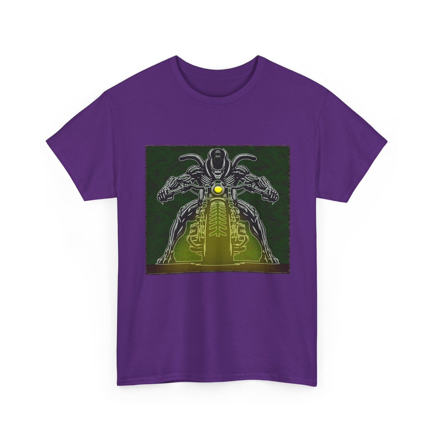 Alien Biker Neon Sci‑Fi Motorcycle T-Shirt