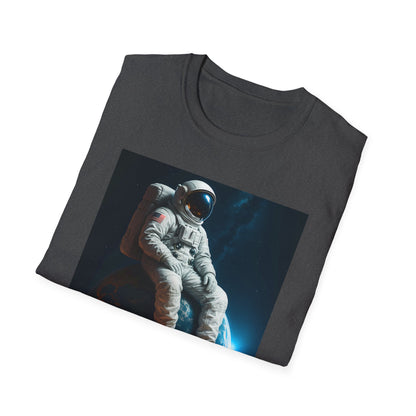 Sitting on an Earth, Cosmic Astronaut T-Shirt, Unisex Graphic Tee, Space Lover Gift, Casual Wear, Astronomy Fan Shirt, Graphic Tee, t-shirt, tshirt, png