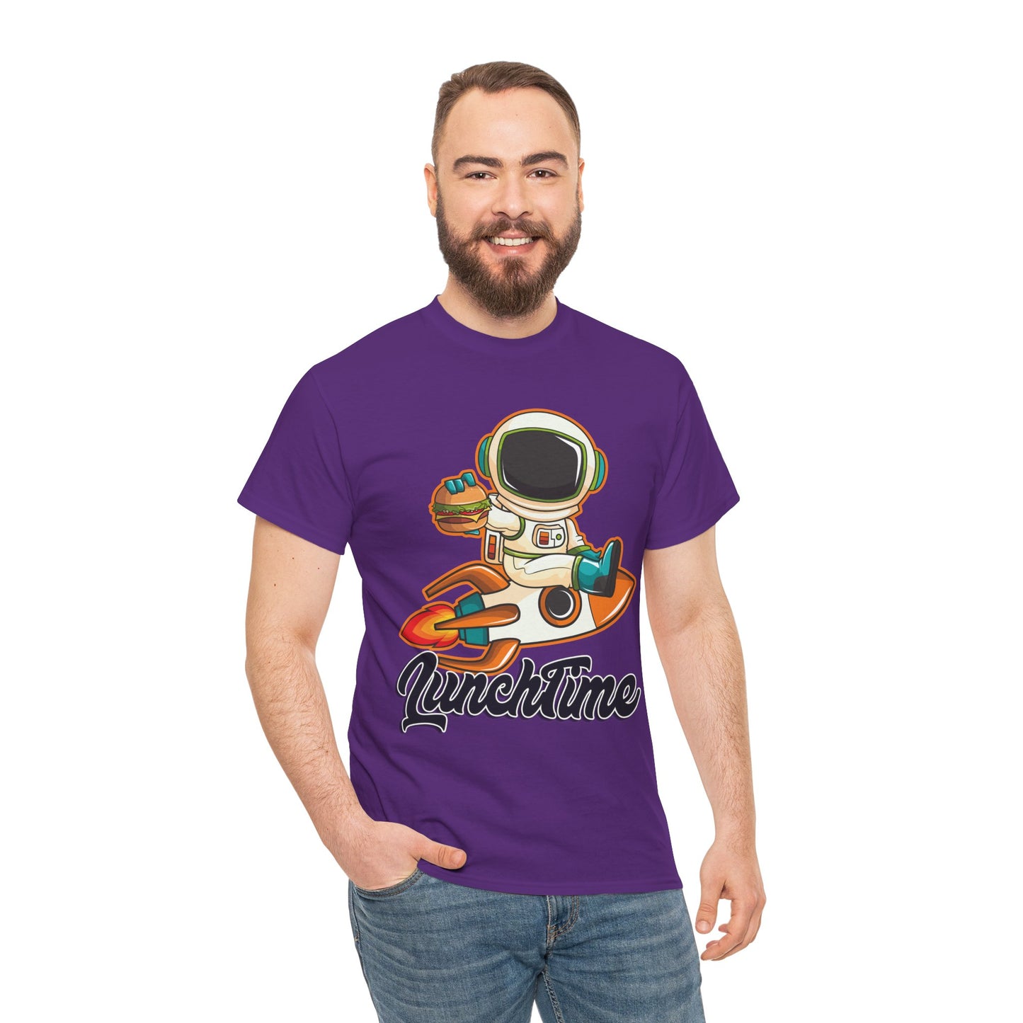 Astronaut Lunchtime Unisex Heavy Cotton Tee - Fun Graphic T-Shirt for Space Lovers, GraphicTees, png, t-shirts, tshirts