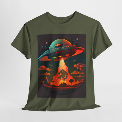 UFO, Bigfoot, Unisex Heavy Cotton Tee, graphic design, t-shirt, t-shirts, tshirts, png