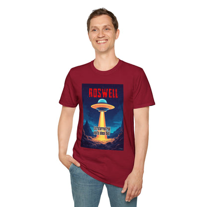 Roswell Alien Encounter Unisex T-Shirt, Retro Space UFO Tee, Sci-Fi Lovers Gift, Convention Wear, Extraterrestrial Tee, graphic design, png