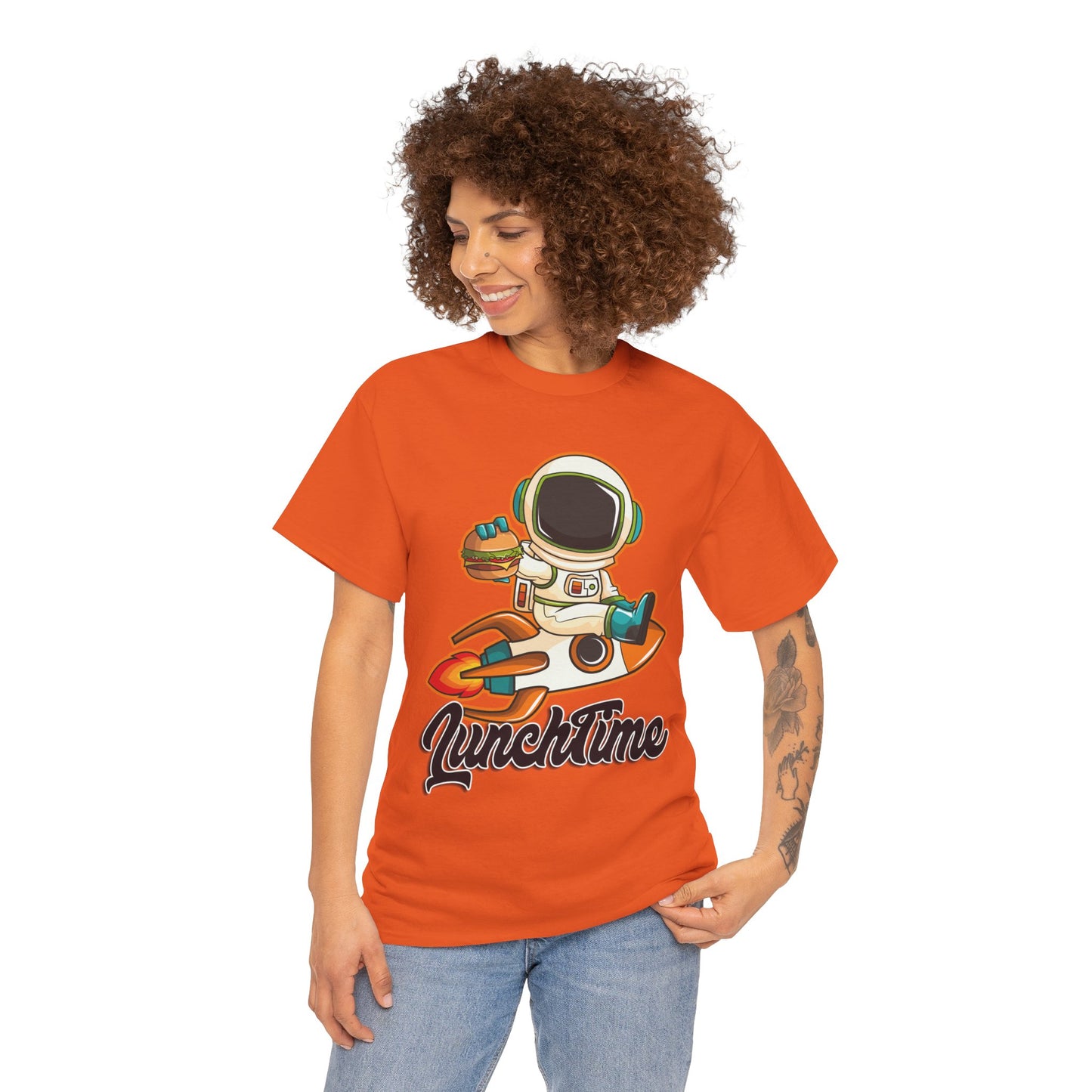 Astronaut Lunchtime Unisex Heavy Cotton Tee - Fun Graphic T-Shirt for Space Lovers, GraphicTees, png, t-shirts, tshirts