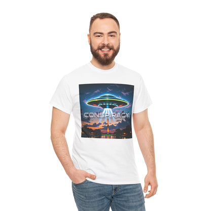 Retro Neon Alien UFO T-Shirt — "Conspiracy at DC" Graphic Tee