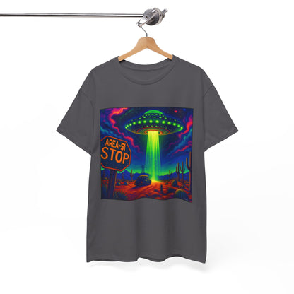 Area 51 Stop UFO Abduction T-Shirt — Neon Alien Invasion Tee