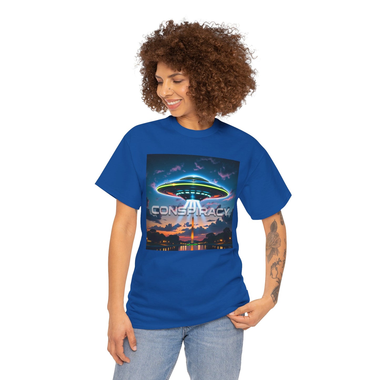 Retro Neon Alien UFO T-Shirt — "Conspiracy at DC" Graphic Tee
