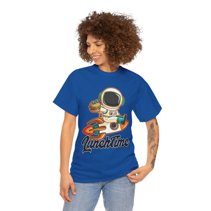 Astronaut Lunchtime Unisex Heavy Cotton Tee - Fun Graphic T-Shirt for Space Lovers, GraphicTees, png, t-shirts, tshirts