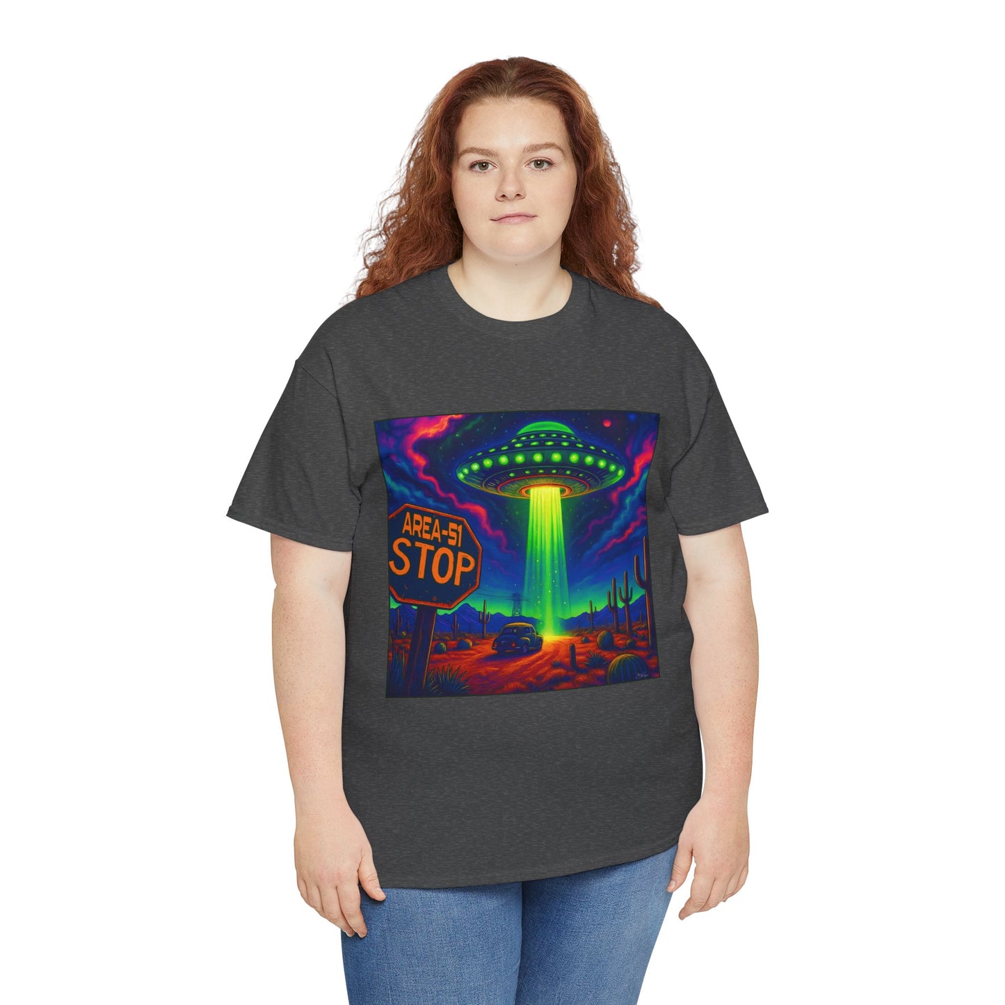 Area 51 Stop UFO Abduction T-Shirt — Neon Alien Invasion Tee