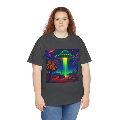 Area 51 Stop UFO Abduction T-Shirt — Neon Alien Invasion Tee