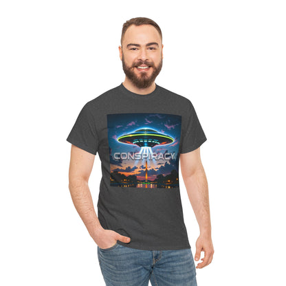 Retro Neon Alien UFO T-Shirt — "Conspiracy at DC" Graphic Tee