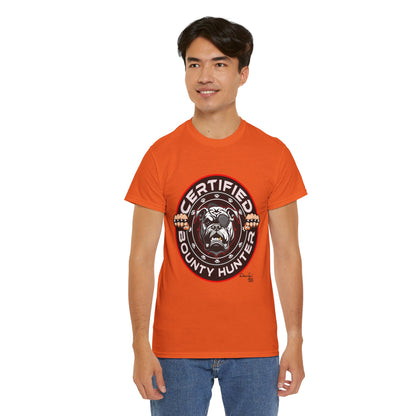 Certified Bounty Hunter, Unisex Heavy Cotton Tee, comedy, bulldog, print design, png, GraphicTees