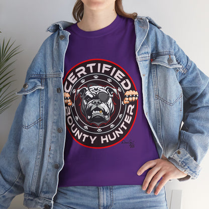 Certified Bounty Hunter, Unisex Heavy Cotton Tee, comedy, bulldog, print design, png, GraphicTees