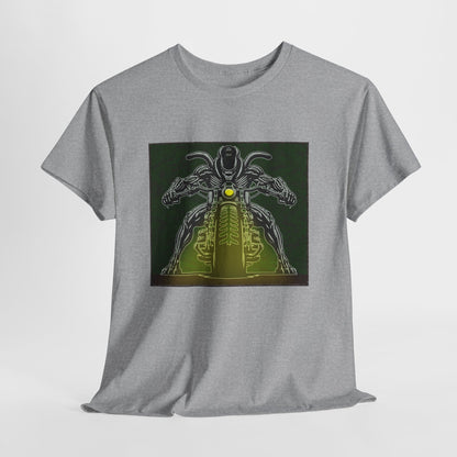 Alien Biker Neon Sci‑Fi Motorcycle T-Shirt