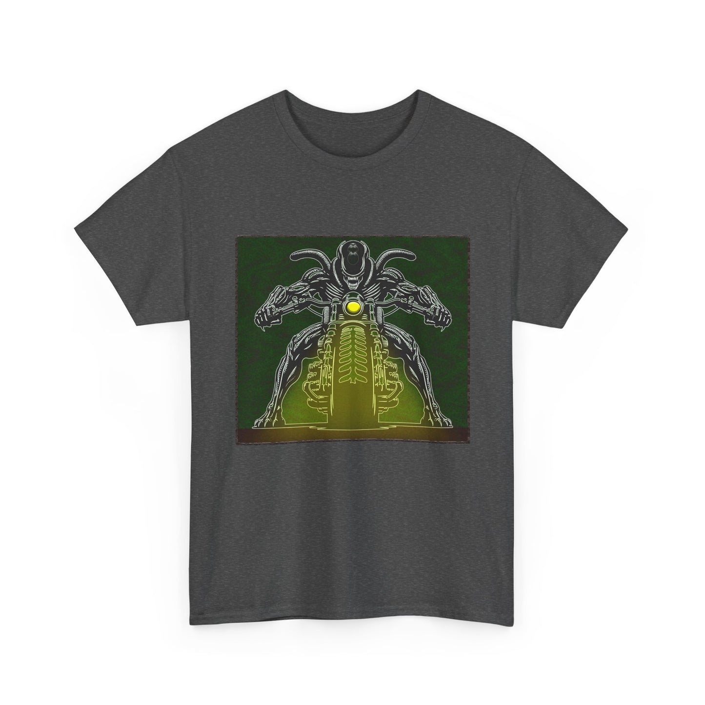 Alien Biker Neon Sci‑Fi Motorcycle T-Shirt