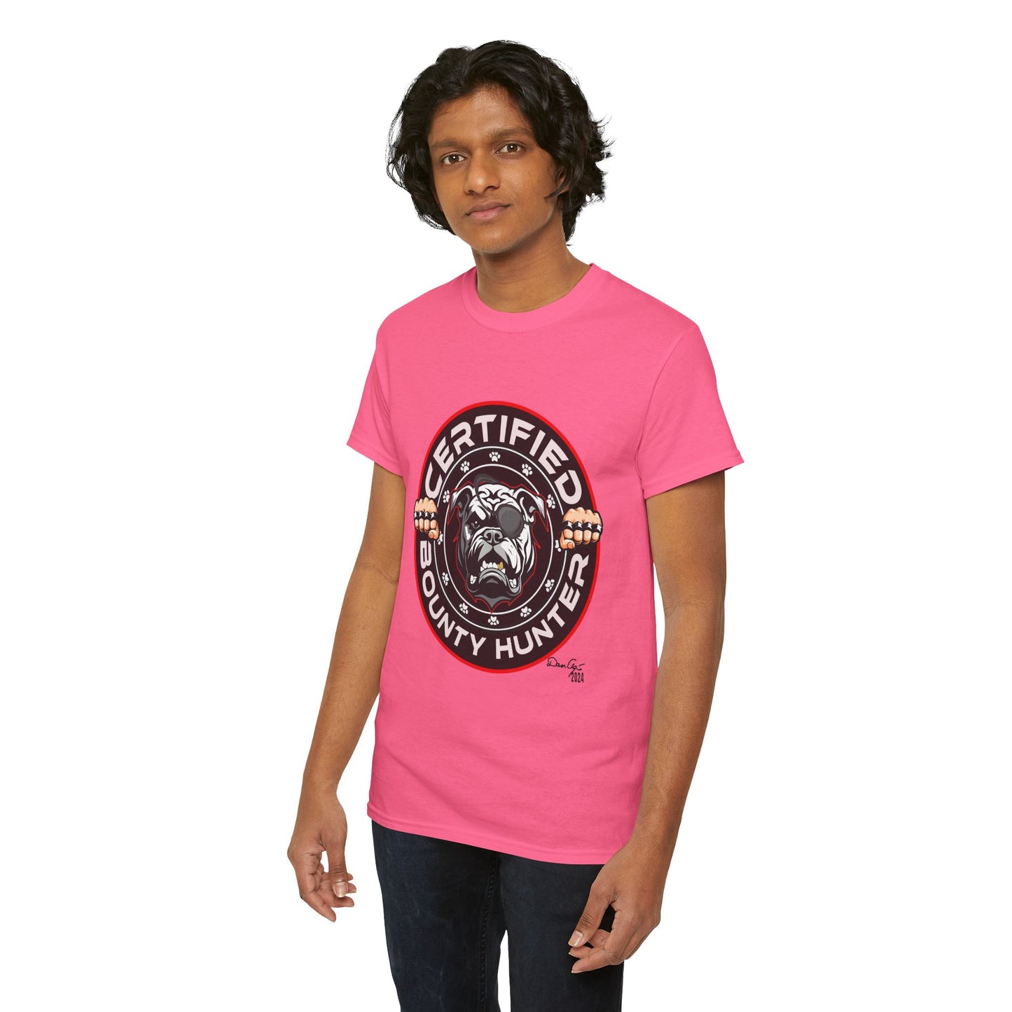 Certified Bounty Hunter, Unisex Heavy Cotton Tee, comedy, bulldog, print design, png, GraphicTees