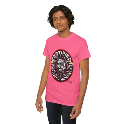 Certified Bounty Hunter, Unisex Heavy Cotton Tee, comedy, bulldog, print design, png, GraphicTees