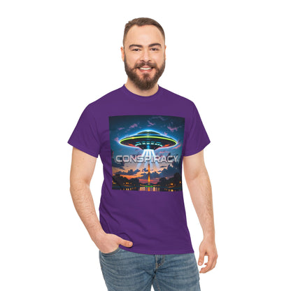 Retro Neon Alien UFO T-Shirt — "Conspiracy at DC" Graphic Tee